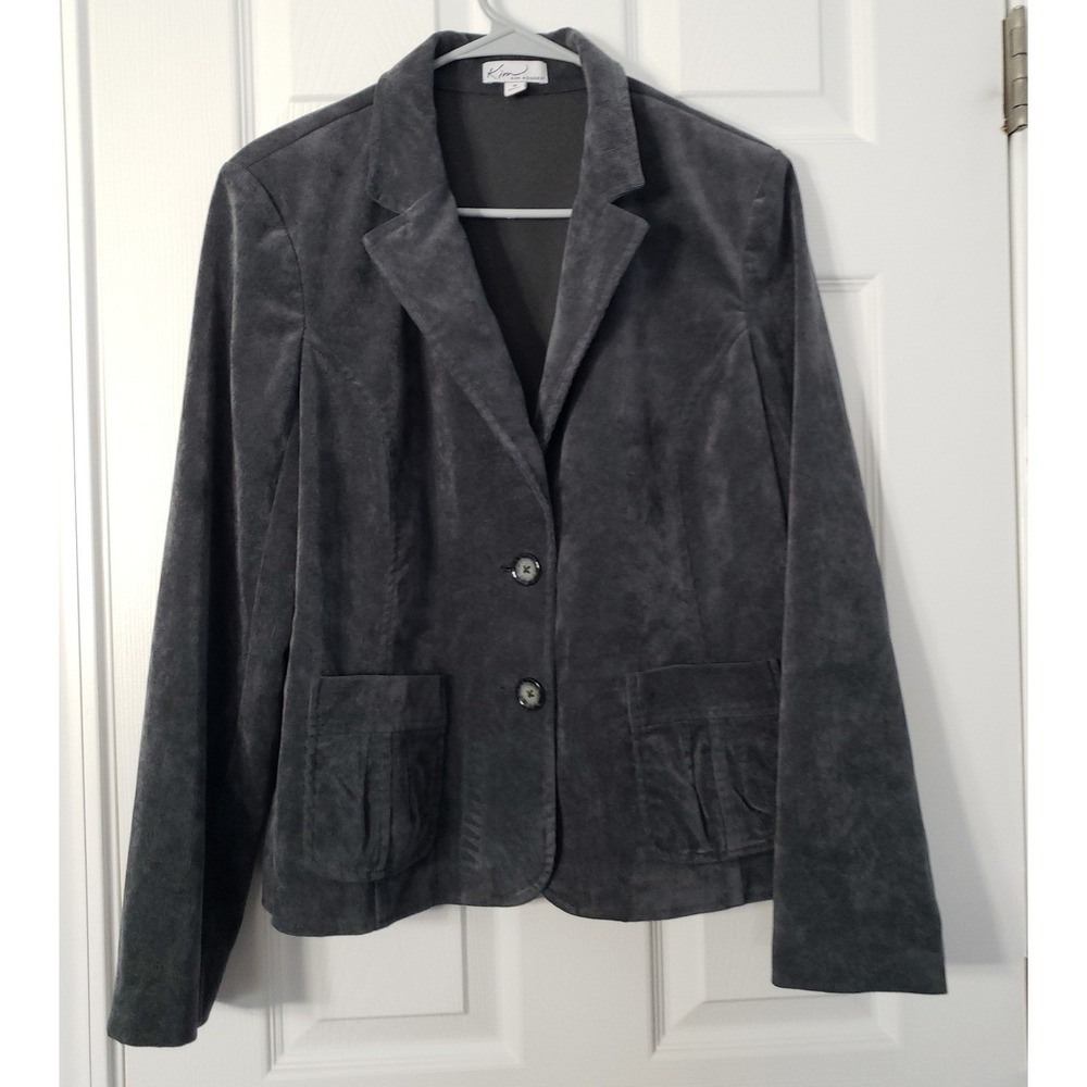 Kim Rogers‎ Womans Corduroy Blazer Size 12 Dark Grey